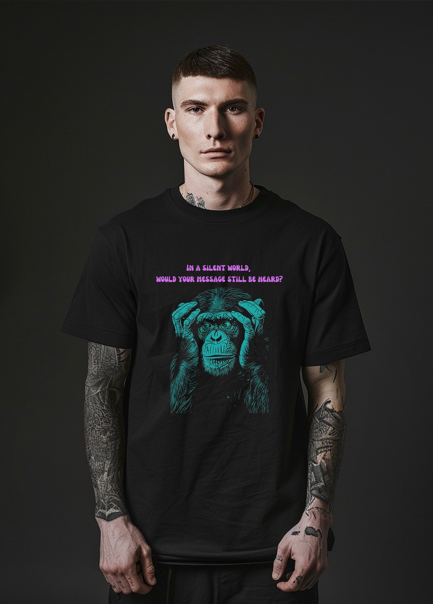 Graphic T-Shirt Monkey Schwarz