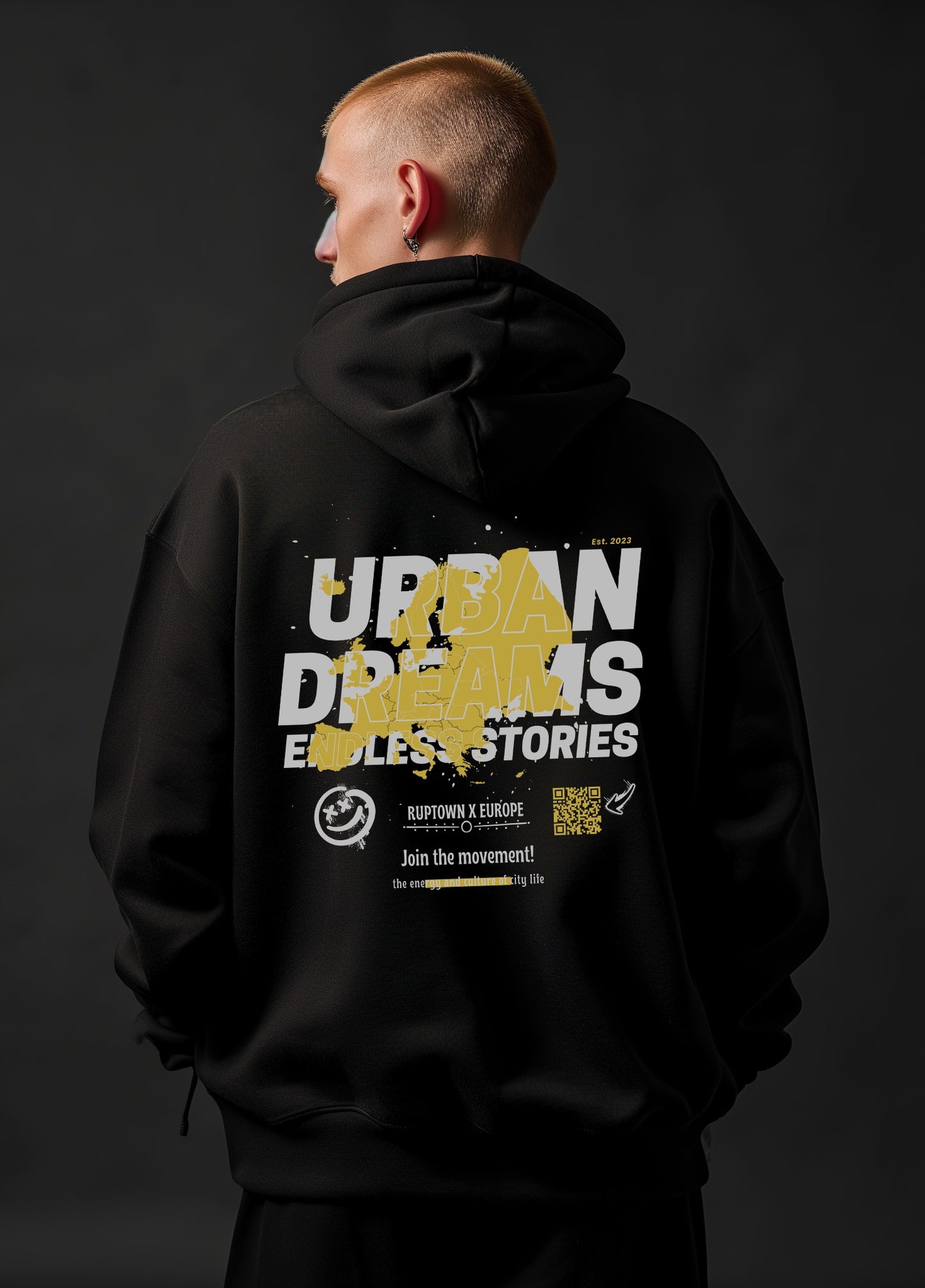 Graphic Hoodie Schwarz - URBAN DREAMS